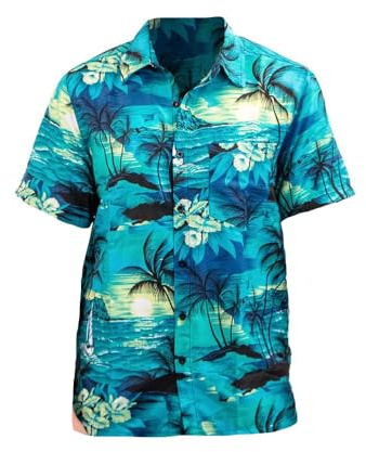 Hawaiiskjorta med Tropiskt Mönster, Klassisk Stil, 100% Polyester | Perfekt för sommarfest, temafest och alla avslappnade soliga dagar vid poolen eller på en riktigt efterlängtad drömsemester