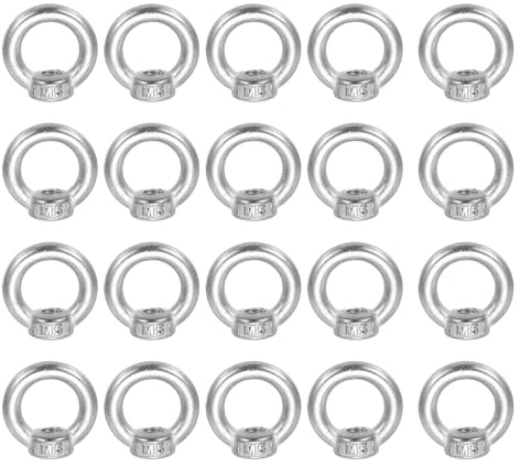 QUARKZMAN Dado Ad Anello Per Sollevamento M5, 304 Acciaio Inossidabile Forma Ad Anello Filettatura Femmina Dadi Fermo Per Ingegneria Porto Marino Fissaggio Argento, Confezione Da 20