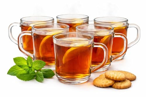 BigDean 6 Teegläser Set Teegläser mit Henkel 230ml Latte Macchiato Gläser