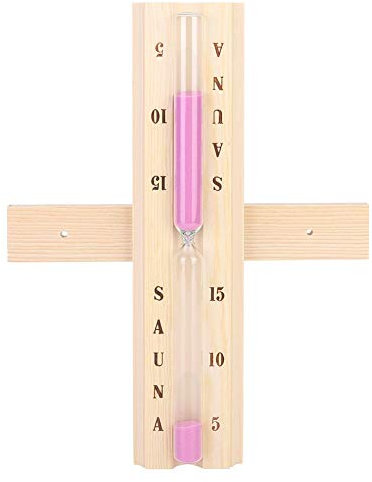 Fdit Wooden Wall-Mounted 15 Minute Sauna Hourglass Clock Sand Timer Clock for Sauna Spa Room Bathroom