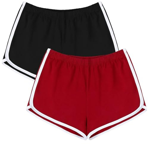URATOT 2-pack sportshorts, bomull, yoga, dans, korta byxor, sommar, sportshorts