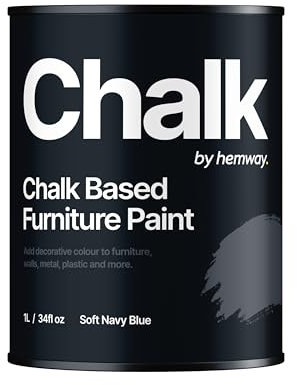 Hemway - Chalk Based Furniture Paint - Soft Navy Blue 1 L | Chalky Matt Shabby Chic Finish for Interior & Exterior Home Decor | Quick Dry & All-in-one