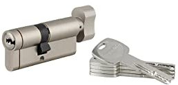 THIRARD - Cylindre à Bouton Débrayable Transit 1 - Nickelé - Sécurité Renforcée - 6 Goupilles - Anti-Crochetage, Anti-Arrachement - 40B x 30 mm - 5 Clés Réversibles - Gris