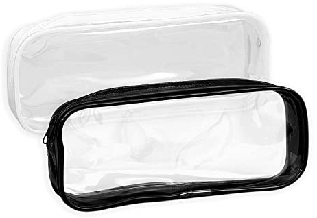 DEEDPF 2 Stück transparentes Federmäppchen, transparente Kulturtasche, transparentes Federmäppchen, wasserdichtes PVC-Reißverschluss-Federmäppchen, Schreibwaren und Kosmetikaufbewahrung