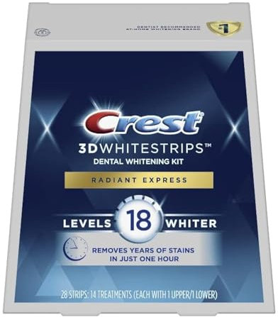 Crest 3DWhitestrips Radiant Express At-home Teeth Whitening Kit, 14 Treatments