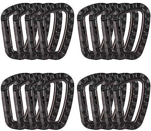 16 Pack Tactical Carabiners Keychain D Rings Spring Snap Gear Clip Utility Hooks Backpack Hanging Buckle Travelling for Camping