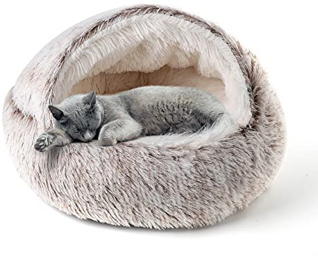 CATISM Katzenbett Flauschig Katzendecke, 50cm Gemütlich Katzenbett für große Katzenkätzchen Washbar KuscheIn Hundebett Hundehaus Weiche Bequeme Kaffee
