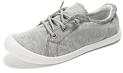 HEVA Zapatillas de lona para mujer, informales, cómodas, para caminar, gris, 35 EU