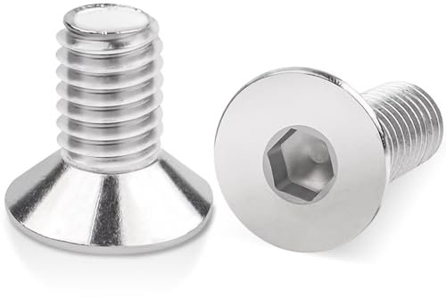 Leryati 50 Pièces M5x16mm Vis à Tête Fraisée Allen, Boulon Inox DIN7991/ISO10642 Hexagonal Acier Inoxydable A2 V2A, Filetage Métrique Cylindrique Avec Six Pans Creux