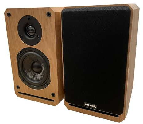 Roxel RBS 300 Passive Bookshelf Speaker, Wood Effect Cabinet with 4 inch Enhanced Carbon Fibre Woofer, 1Inch Silk Dome Tweeter, Detailed and Refined Sound, Deep Bass 150W RMS (Oak)