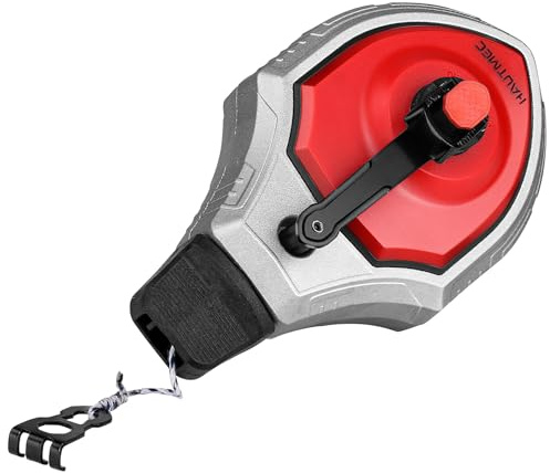HAUTMEC Pro Chalk Line, 30m/100ft Chalk Reel with 6:1 Gear Ratio Chalk Line Tool, Chalk Box, Suitable for Carpenters and Builders, HT0356