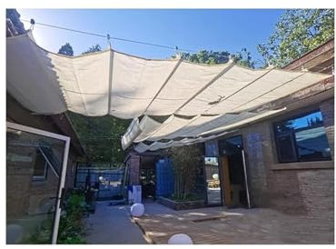 Retractable Wave Sun Shade Canopy, Freestanding Shelter Pergola Cover Slide Wire Awning Sail (Water Permeable) For Garden Yard Pavilion Grill, Custom(1.5x3m)