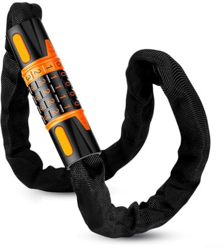 Emiif Anti-Theft Bicycle Lock 7.5mm Thick Chain 100,000 Combinations Weather-Resistant for Mountain Road Bikes Motorcycles(1.5m)