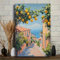ZHAOLIN Bunte Küstenstadtlandschaft Zitronen-Wandkunst, Küstenstadt-Leinwanddruck, Vintage-Wanddekoration, Wohndekoration, Urlaubsdekoration, 30 x 50 cm, rahmenlos