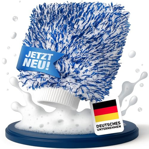 NTG Autowaschhandschuh Mikrofaser 25×18 cm – Ultraweich & extrem saugstark – 2-Seiten Auto-Reinigungshandschuh für Lack, Glas & Felgen mit sicherem Sitz entfernt Insekten (1x Waschhandschuh)