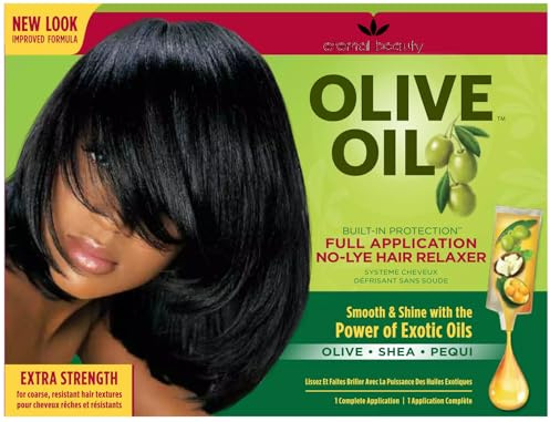 Olive Oil No-Lye Hair Relaxer, Extra Strength, with Olive, Shea and Pequi Oils, Full Application by Eternal Beauty