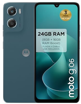 moto g06 24GB (8GB+16GB RAM Boost)/256GB color PANTONE TAPESTRY, Gran pantalla 6.88 con sonido Dolby Atmos®, Sistema de cámara con IA de 50 MP, Protección contra el agua IP64, Batería de 5100 mAh