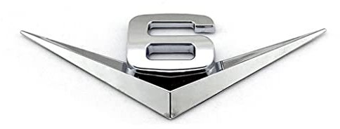 B133 V6 - Adesivo cromato per auto con emblema 3D, con scritta in lingua tedesca