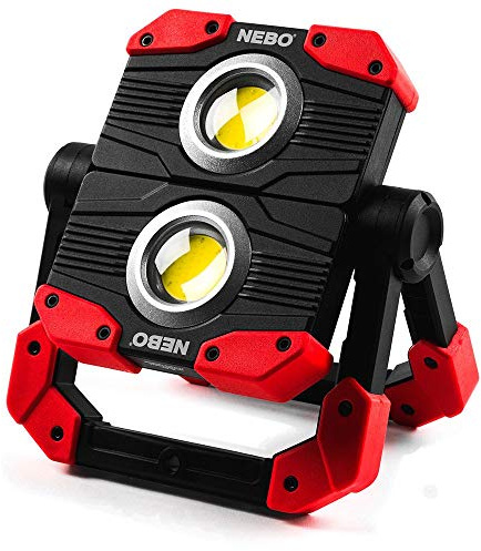 NEBO Omni 2K Lumen Work Light for Tradespeople - Impact & Water Resistant - With Dual COB Output - Portable USB-C Rechargeable Torch with Rotating Magnetic Handle