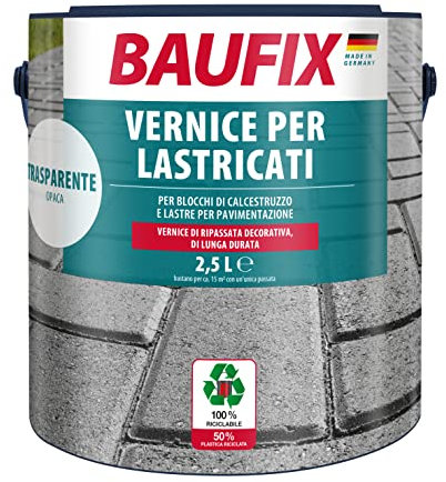 Baufix Peinture pour Pavés incolore, mate, 2.5 litres, Peinture sol & béton, Bonne adhérence sur béton et pavés, protection longue durée contre les intempéries