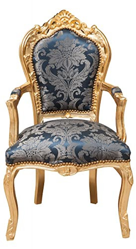 Biscottini Barock Sessel 107x60x60 cm | Wohnzimmer im Stil Luigi XVI | Esszimmer Stuhl aus Holz | Retro Möbel