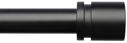 Byondeth Curtain Rods for Windows 16 to 144 Inches Adjustable Length 1 Inch Diameter Window Curtain Rod with Aluminium Finials, Black