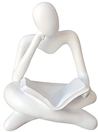 Baoblaze Nordic Style Abstract Thinker Statue, Table Art Shelf Ornament Resin Sculpture Human Figurine for Festival Decor Hotel Office, White