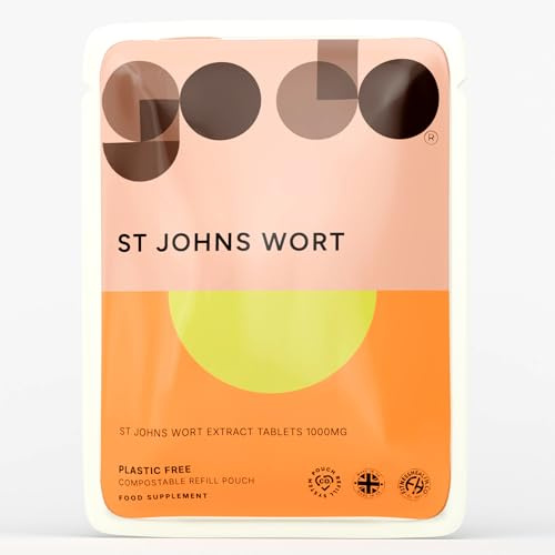 St Johns Wort Tablets 1000mg 60 Pack | High Strength | Relief of Slightly Low Mood & Mild Anxiety | Vegan Tablets & UK Made | Fitness Health