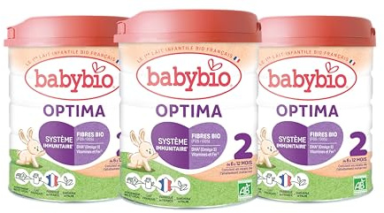 Babybio - Lait Infantile - Optima 2ème Âge avec Fibres - 800g - dès 6 Mois - BIO - Fabriqué en France - Sans Huile de Palme - Lot de 3