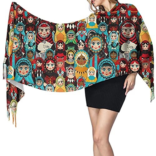 408 Foulard Echarpe Poupées Russes Fille Shawl Longue Écharpe Châle Hiver Wrap Foulard Pour Homme Mariage Party 72X197Cm