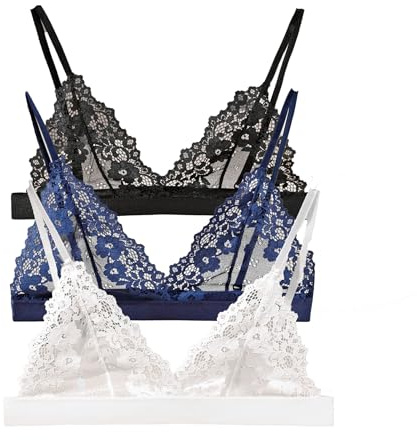 Cotorance Soutien-Gorge sans Armatures en Dentelle sans Rembourrage à Encolure en V Profond et Forme Triangle pour Femmes - Lingerie