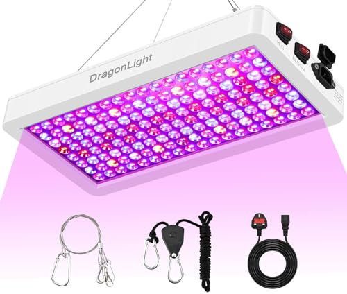 DragonLight 2024 Newest BW2000 LED Grow Lights Double Chips Full Spectrum with 3-Metre Cable for Greenhouse and Indoor Plant Veg and Flower Growing[White]