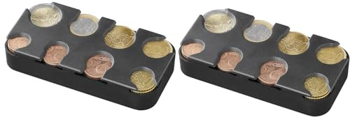 Euro mynthållare, myntsorterare, myntsamlare, myntdispenser, myntlåda, 8 fack från 1 cent till 2 euro (2 stycken)