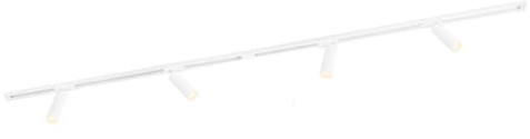 Ledvion - Sistema di Binario, 2m, Binario Monofase, Senza lampada GU10, Bianco, 4x spot GU10 orientabili, Plafoniera led soffitto, lampadario cucina, faretti led, plafoniera moderna