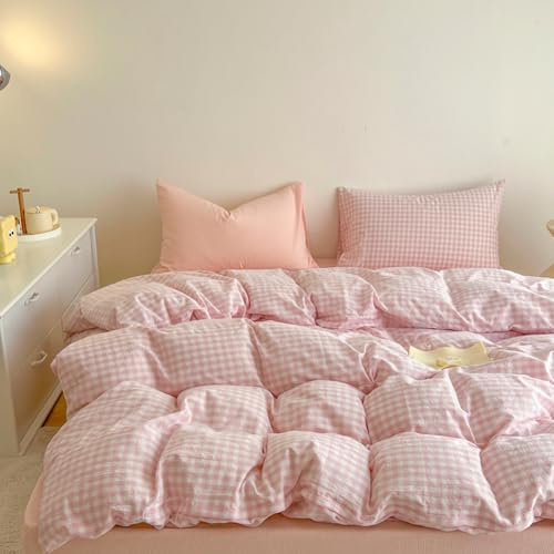 Covebett Set di biancheria da letto matrimoniale in microfibra lavata, 3 pezzi, motivo scozzese estetico, 200 x 200 cm, chiusura con cerniera e 2 federe da 50 x 75 cm