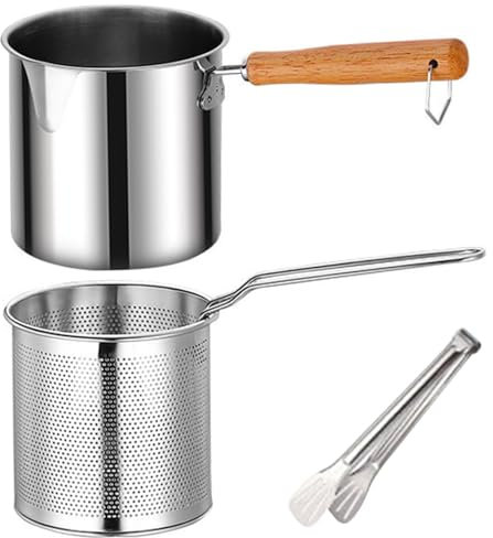 Mini pot de friteuse, petite friteuse à l'huile de style japonais avec panier et pin