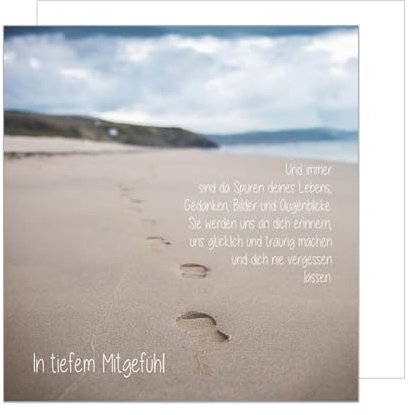 Edition Seidel Premium quadratische Trauerkarte mit Umschlag. Beileidskarte Karte mit Spruch In stiller Trauer Mitgefühl stille Anteilnahme Abschied herzliches Beileid (TQ138 SW025)