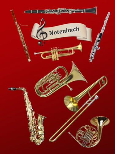 Notenheft Trompete DIN A4 Notenbuch Posaune Musikunterricht Waldhorn Notenlinienheft Große Lineatur Blasinstrumente Anfänger Kornett Querflöte ... Notensysteme Bariton Musiker Fagotte 02B06