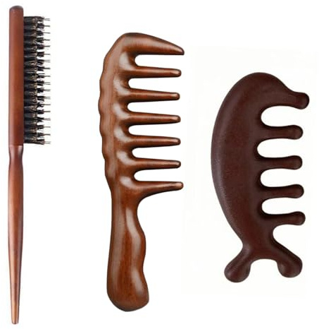3 Piezas De Peine De Mango De Madera, Peine De Masaje Para La Cabeza, Accesorios Para El Cuidado Del Cabello, Peine Duradero, Accesorios Para Peinar El Cabello.