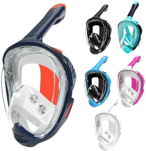 GLDNTM Maschera da snorkeling integrale con tubo da snorkeling asciutto, anti-appannamento, a prova di perdite, per immersioni subacquee, nuoto, per adulti e bambini (S (per bambini dai 6 ai 12 anni