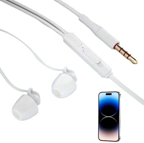 In-ear hörlurar för sömn, trådbundna hörlurar för att – mjukt silikon öronsnäckor hörlurar, 3,5 mm brusreducerande öronsnäckor i örat för snarkning, flygresor, meditation