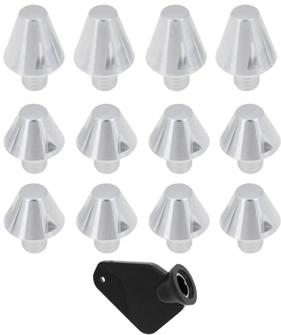 LT Easiyl Lot de 12 Crampons de Football en Aluminium Argenté M6 (4 Pièces 14 Mm Et 8 Pièces de 10 Mm) avec Clé Compatible avec Adidas.