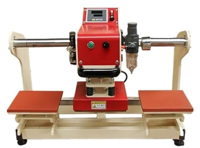 QAXRZCUCD Presse À Transfert Thermique 3838, Machine De Gaufrage Double Station Pneumatique, Imprimante D'étiquettes Marquage Chaud 3030, Outil Feuille for Logo Emplacement PréCis(100x100MM)