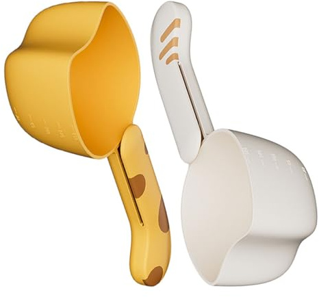 INOOMP Cucchiaio Dosatore con Clip di Tenuta per Alimenti Secchi per Animali Domestici, Set 2 Pezzi, Misurino Riutilizzabile per Alimentazione Pet, Palette Multifunzione per Cucina e