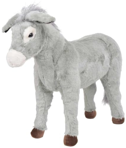 Ziaphsol Peluche âne debout gris XXL en peluche avec cadre en acier - 81 x 61 cm - Charge maximale de 100 kg - Doudou pour chambre d'enfant, lit, canapé, voyage et jeu