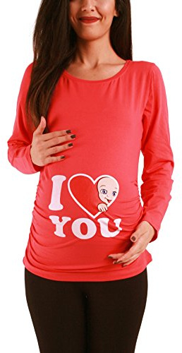 M.M.C. Kärlek – roligt roligt sött mammamode, mammaskjorta, graviditetströja, sweatshirt med motiv för graviditet, långärmad, Korall, M