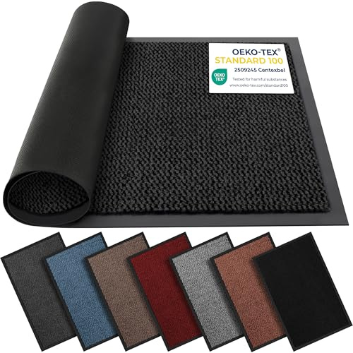 BLADO Barrier Mat Non Slip Door Mat Rubber Mats Floor Mats Kitchen Rugs Washable Light Weight Rubber Multi Color And Sizes Heavy Duty (Anthracite, 60cm x 120cm)