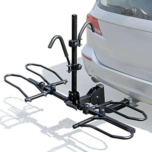 Leader Accessories 2-Bike Platform Style Hitch Mount Bike Rack, Tray Style Bicycle Carrier Racks Foldable Rack for Cars, Trucks, SUV and Minivans with 2 Hitch Receiver