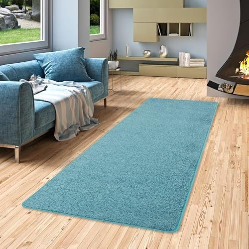 Snapstyle Hochflor Langflor Teppich Läufer für Flur und Zwischenräume Cottage Petrol in 9 Größen