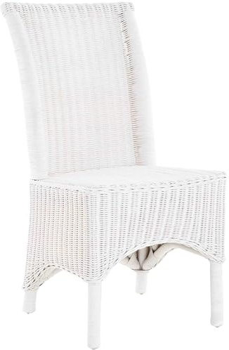 Rattan Dining Chair, High-Back Wicker Dining Room Chair, White
